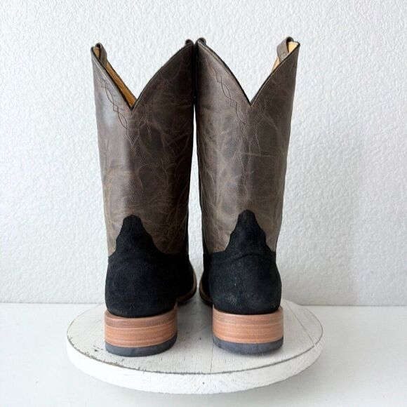 Rod Patrick Mens Cowboy Boots 12.5 D Black Pig Suede Western Square Toe RPM153 - Picture 4 of 13